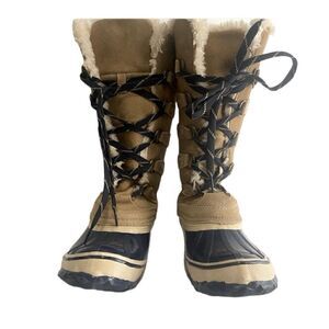 Sporto Blake insulated tall suede faux fur lace up duck boots size 8